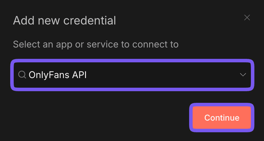 Add credential
modal