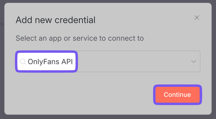 Add credential modal