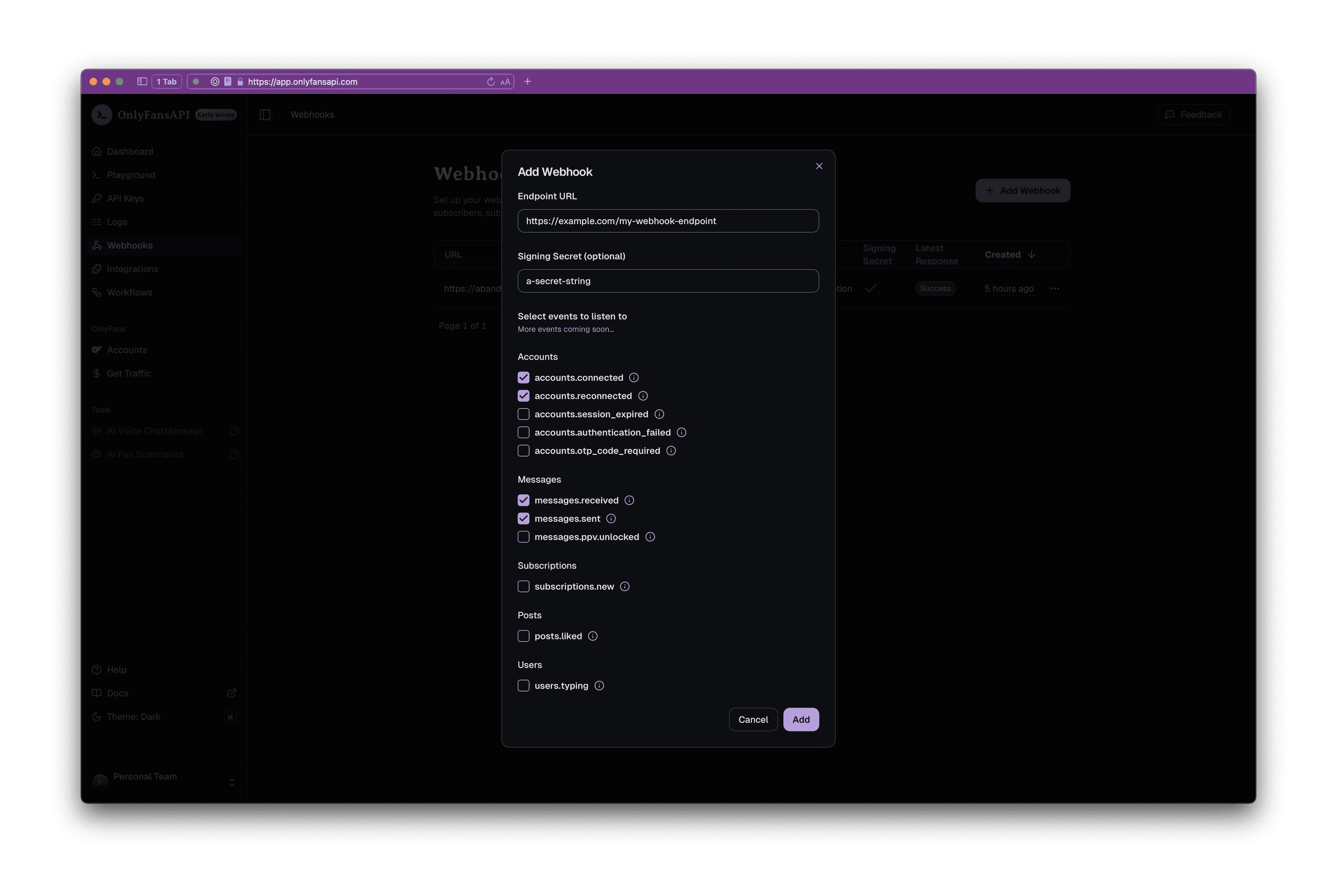Add Webhook