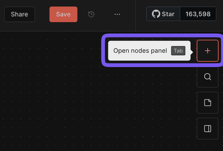 Open nodes panel
