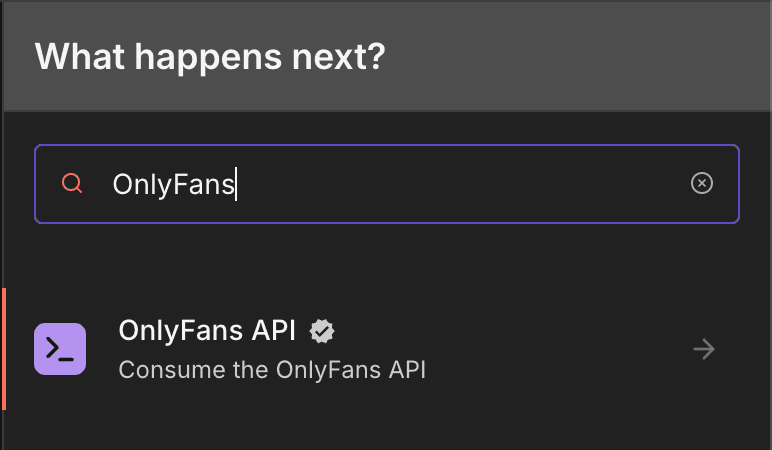 Select OnlyFans API node