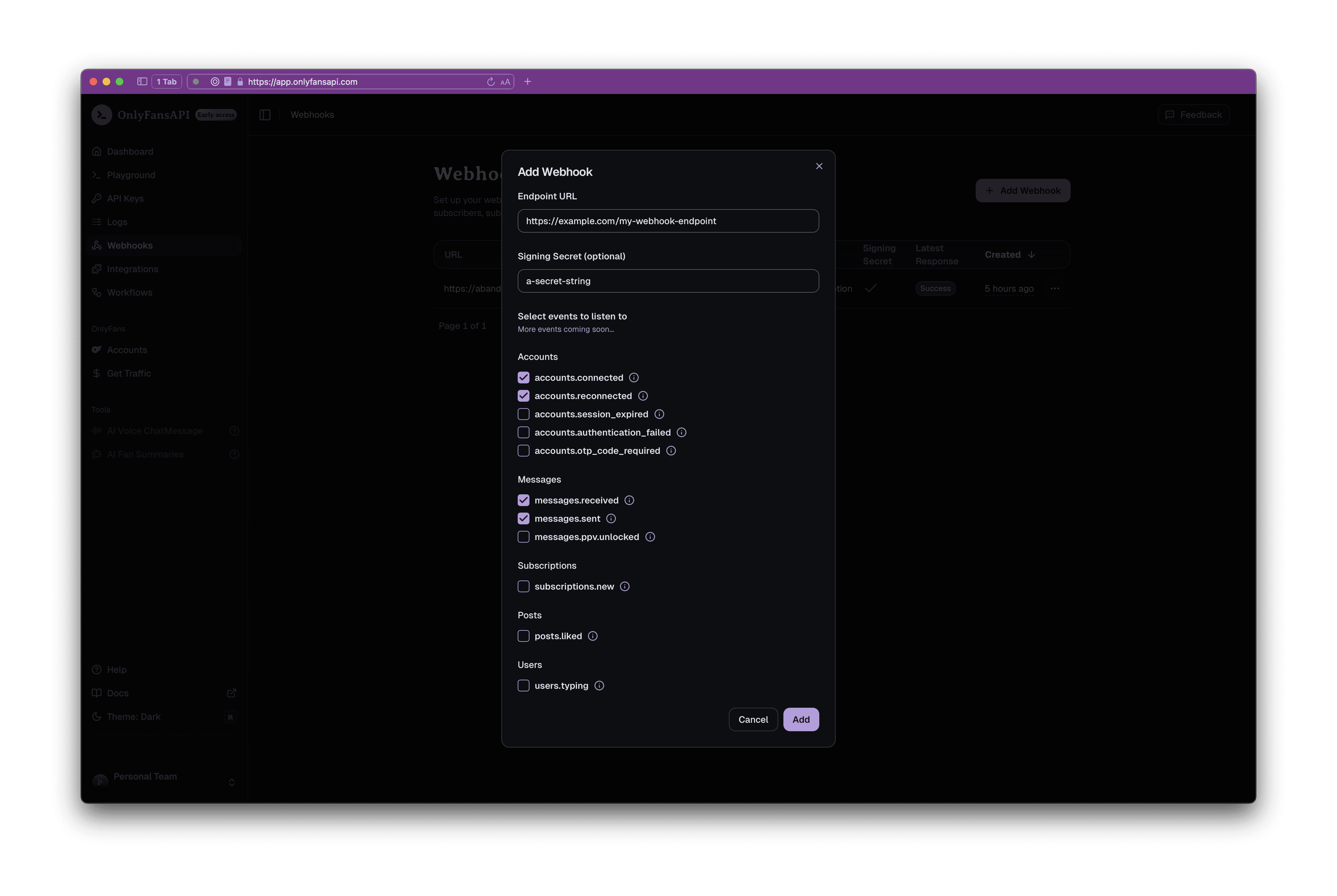 Add Webhook