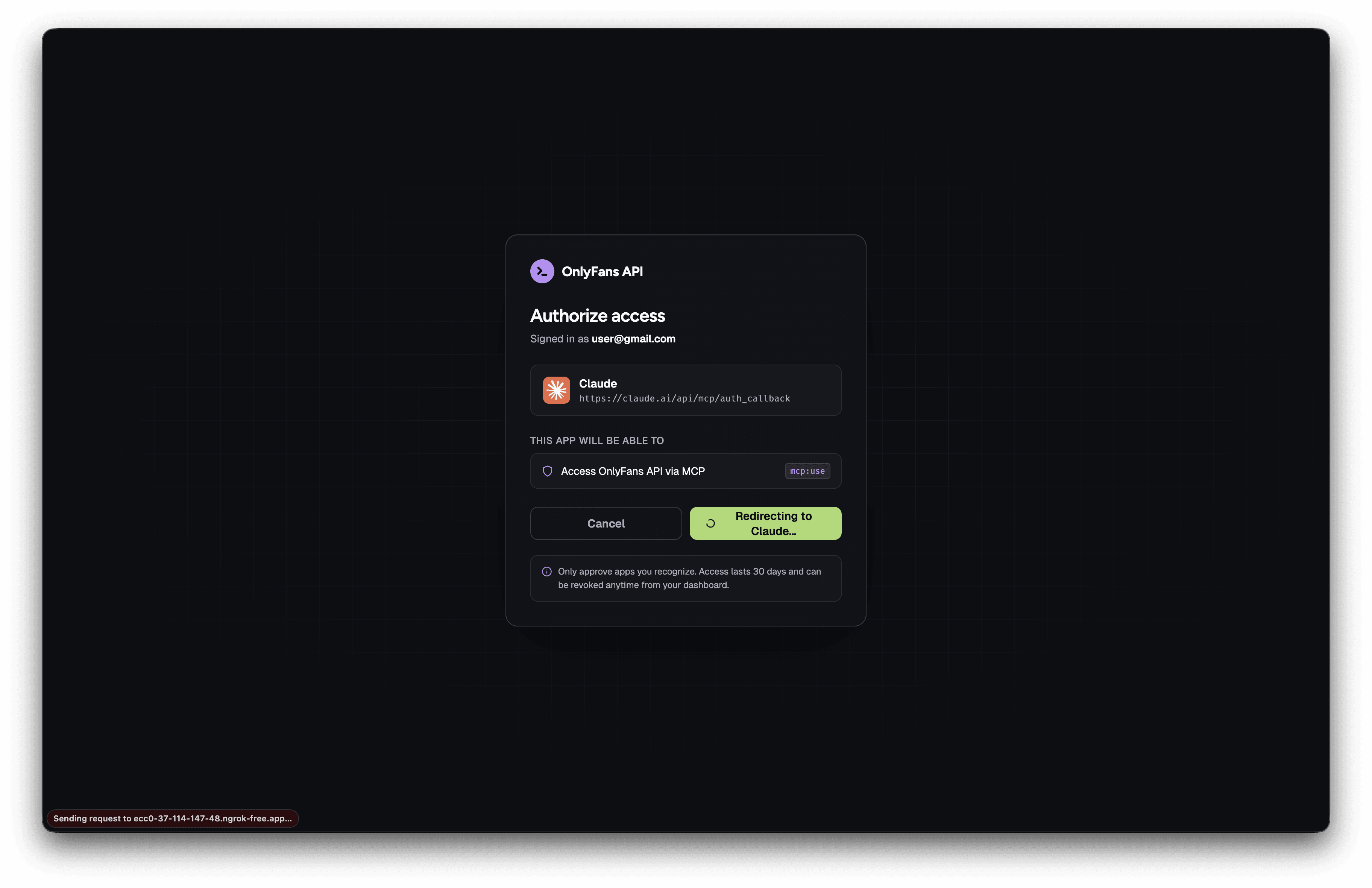 OnlyFans API — Redirecting to Claude