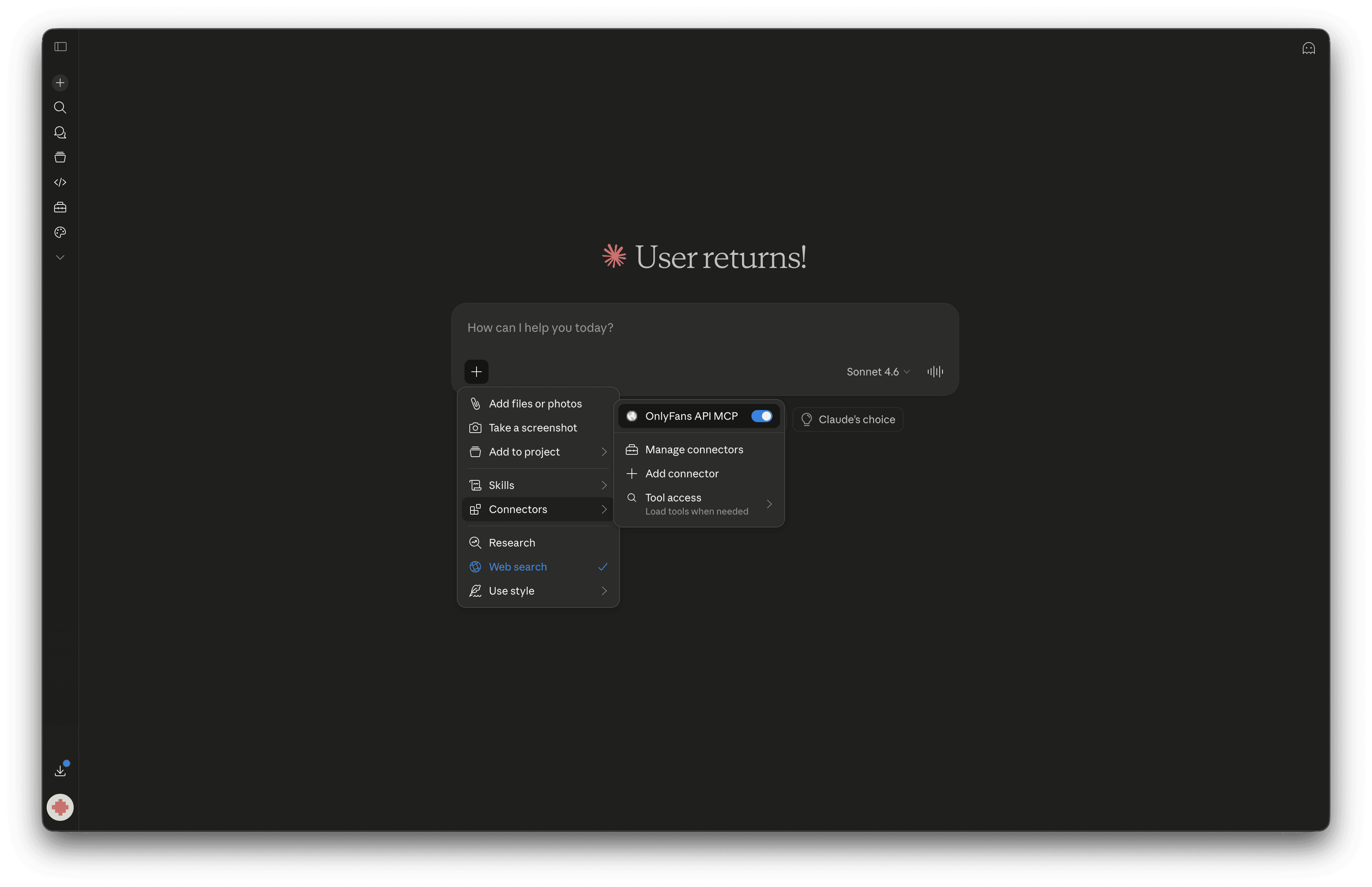 Claude — Enable connector in chat