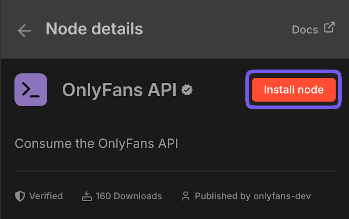 Install OnlyFans API node