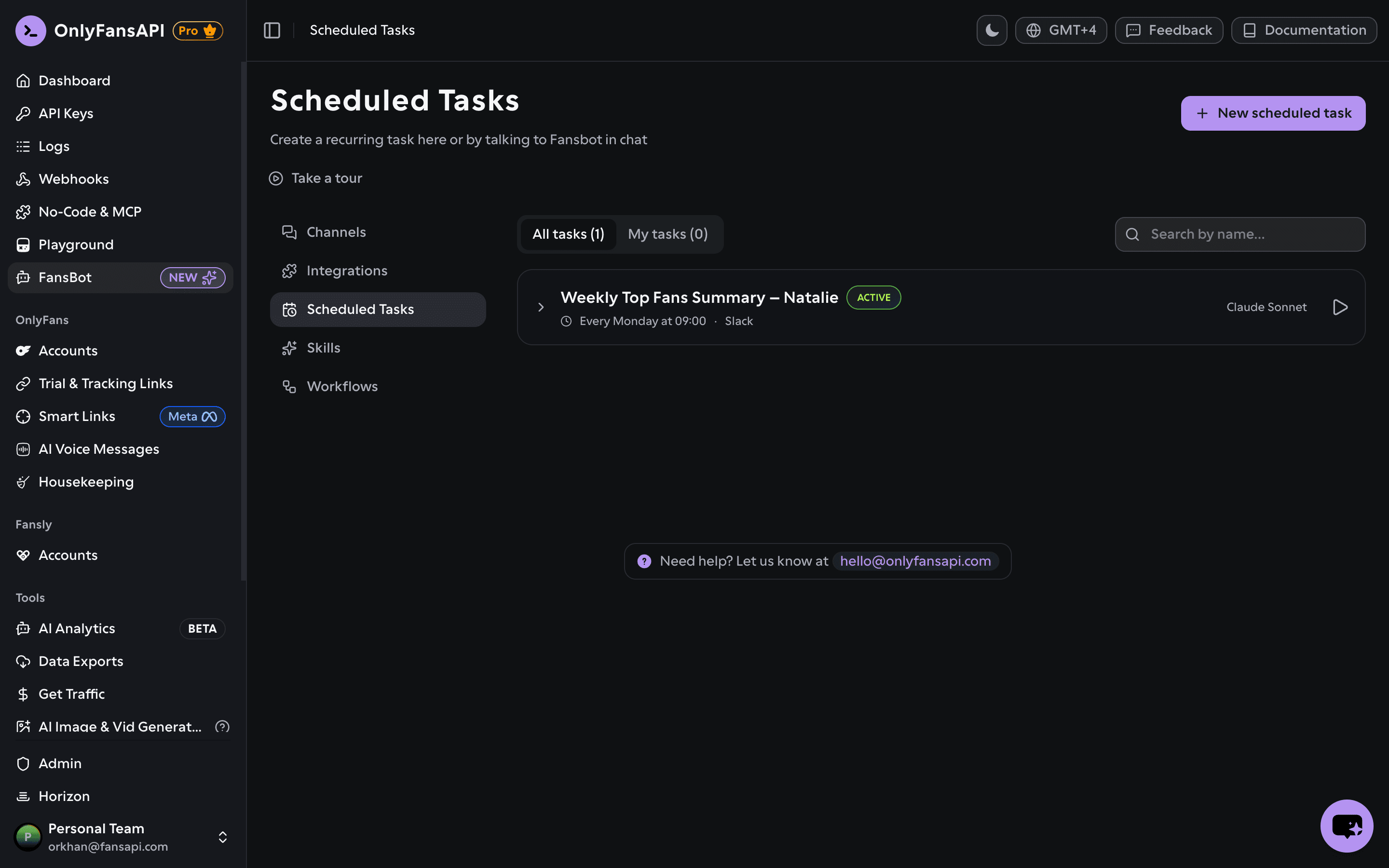 Scheduled tasks list