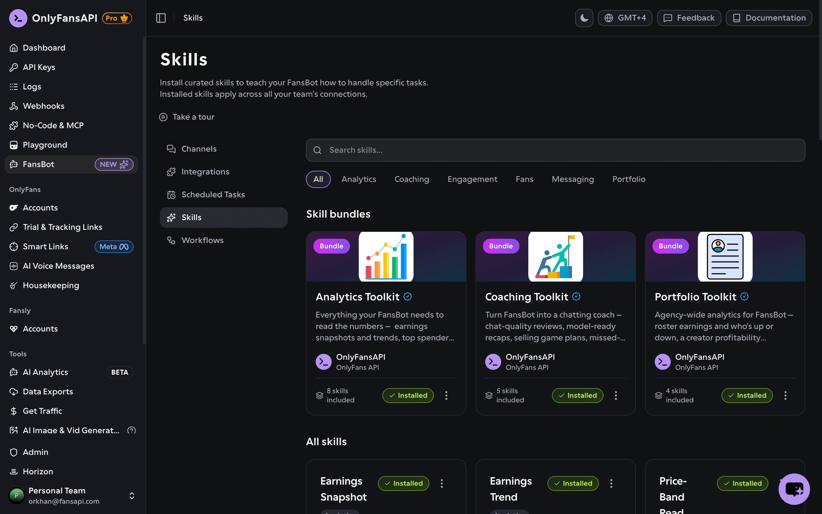 FansBot Skills catalog