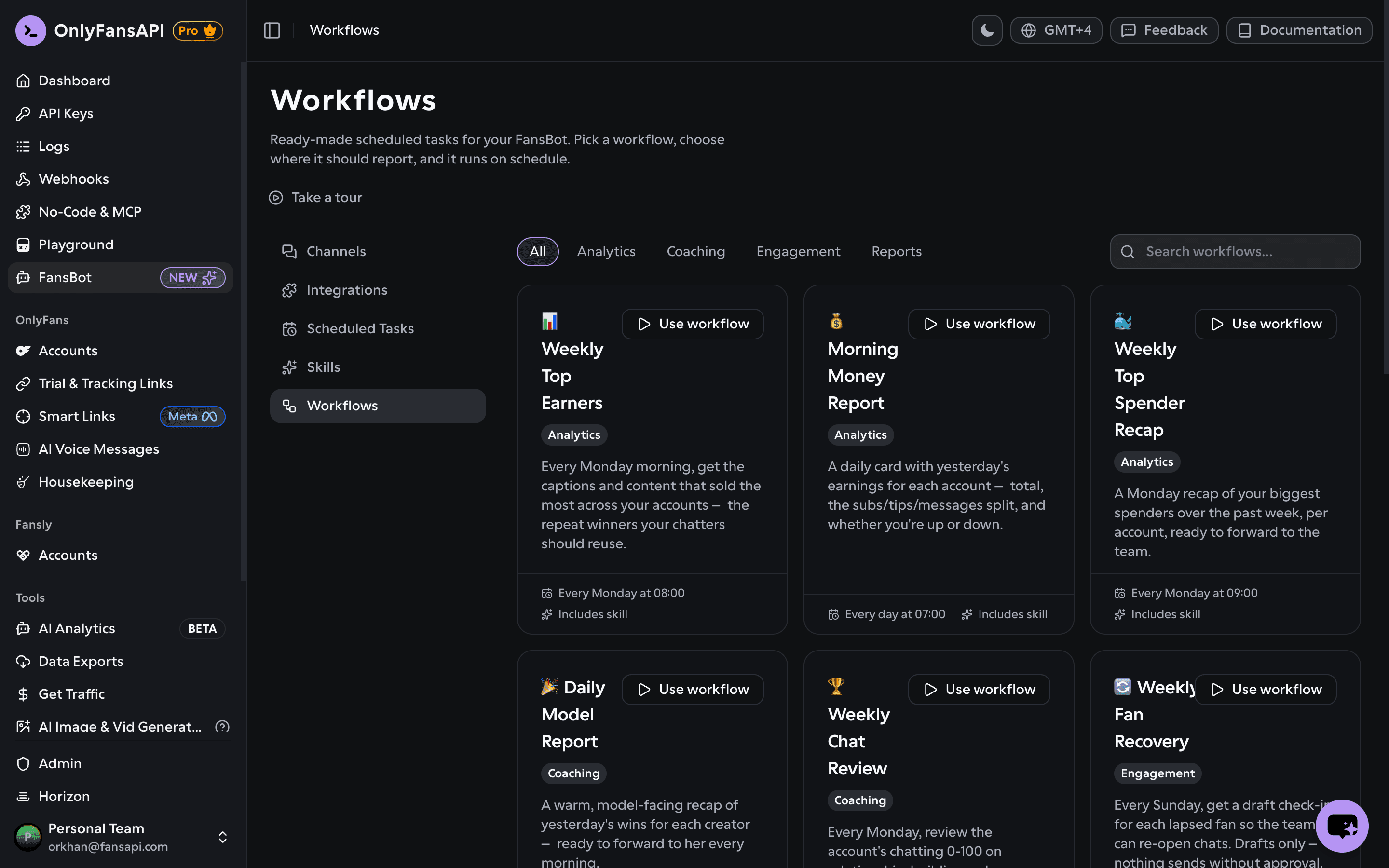 FansBot Workflows gallery