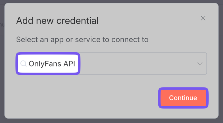 Add credential modal